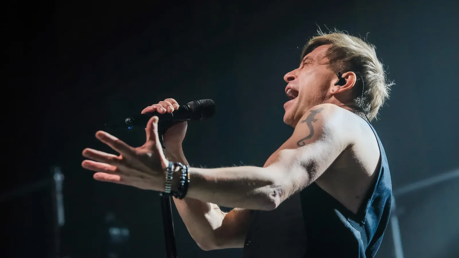 Singer reaching toward the audience